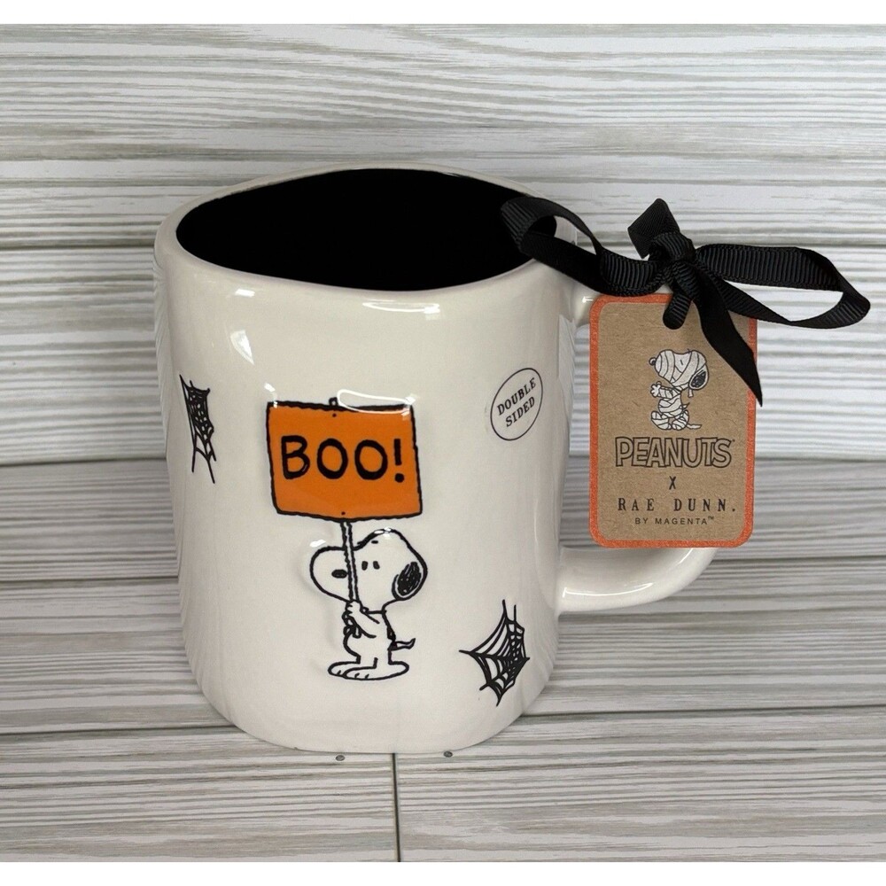 Rae Dunn Halloween Ghost Spider BOO SPOOKY SEASON Coffee Chocolate Mug NEW 2025